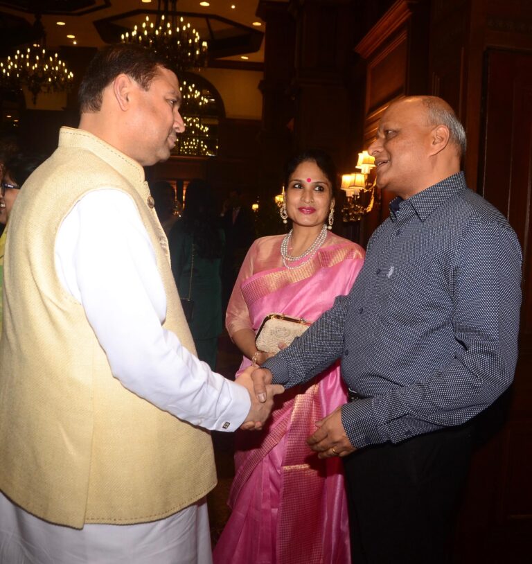 Sundeep Bhutoria with Sangeeta and Rituraj Sahu, Naval officer-in-charge West Bengal