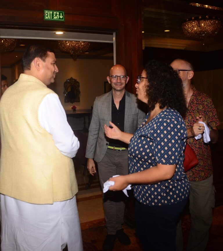 Sundeep Bhutoria with Nawal GHEDHAIFI, Deputy consul of France in Kolkata along with photographer Carlos Rodriguez Briceno, and Laurent Fontayne from the French consulate in Kolkata