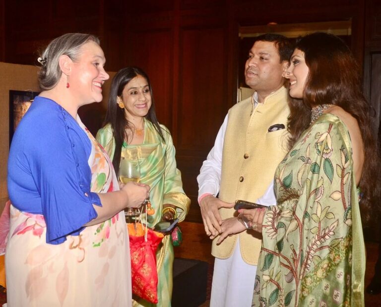 Sundeep Bhutoria with Melinda Pavek, Consul General of USA in Kolkata, Apra Kuchhal, entrepreneur and Shinjini Kulkarni, Kathak exponent.