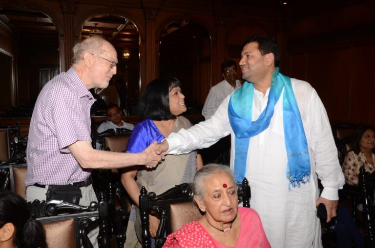 Sundeep Bhutoria wih Neil Fraser and Basabi Fraser at the An Author_s Afternoon session with Joshua Pollock at The Taj Bengal, Kolkata