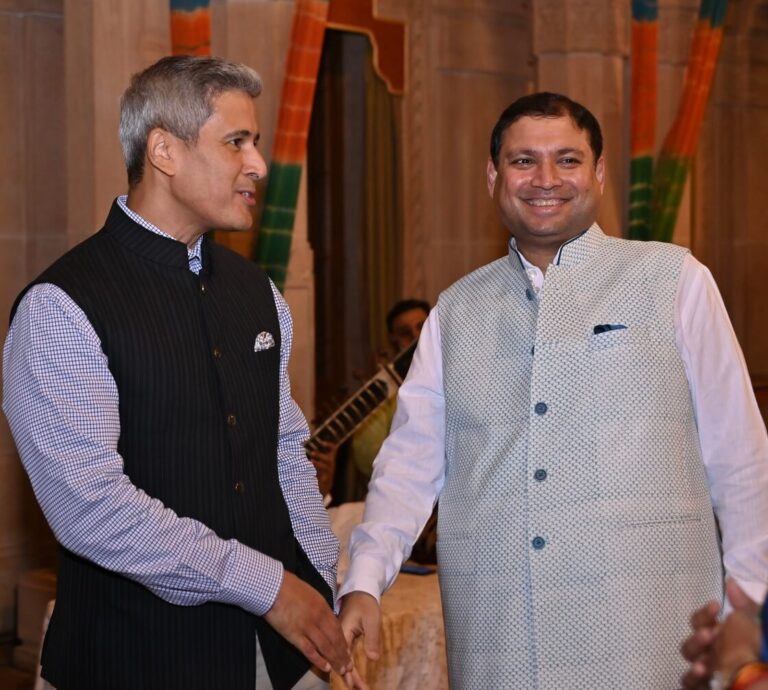 Sundeep Bhutoria with Manu Sharma, general manager of Umaid Bhavan Jodhpur