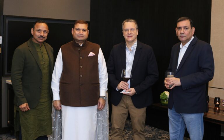 Sundeep Bhutoria with (L-R) Anurag Bhadoria, Kenneth F. H. da Nóbrega, Ambassador of Brazil in India and Srinjoy Chowdhury