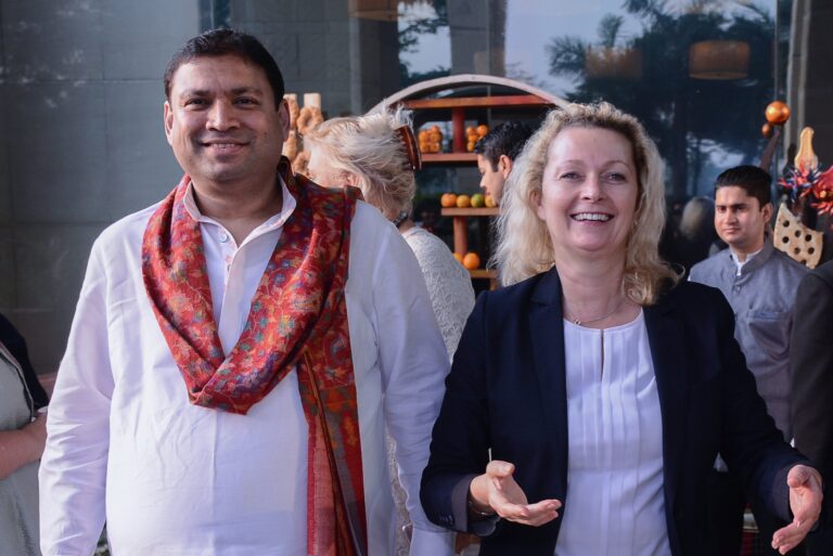 Sundeep Bhutoria with Birgit Holm, GM, Hyatt Regency Kolkata, at a session of Ek Mulakat