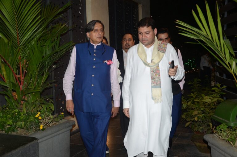 Sundeep Bhutoria with author and politician Shashi Tharoor at the lauch of his book at the Calcutta Rowing Club