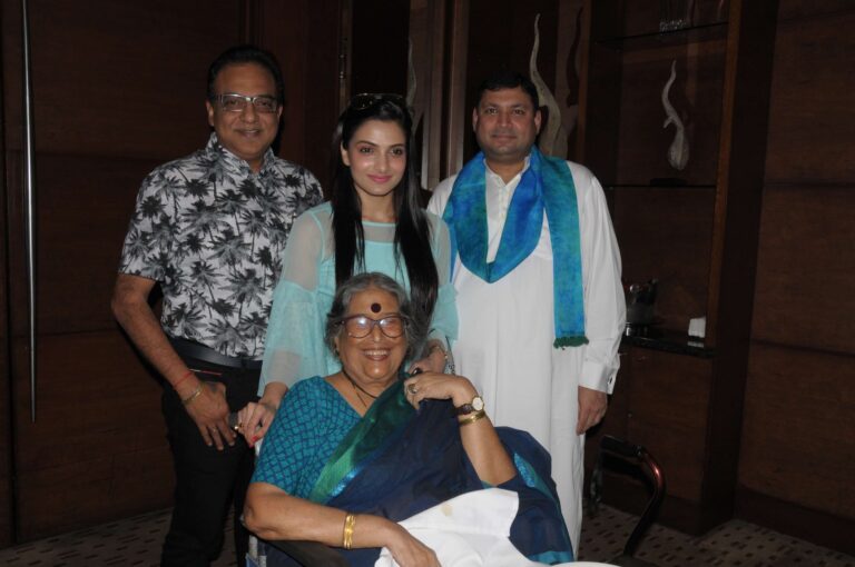 Sundeep Bhutoria with Nabaneeta Dev Sen (seated), Arindam Sil and actress Sauraseni Maitra at a meeting of The Bengal at the Hyatt Regency Kolkata