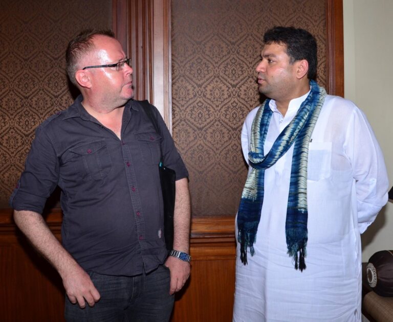 Sundeep Bhutoria with guest author Zac O' Yeah at a session of An Author's Afternoon at the Taj Bengal Kolkata