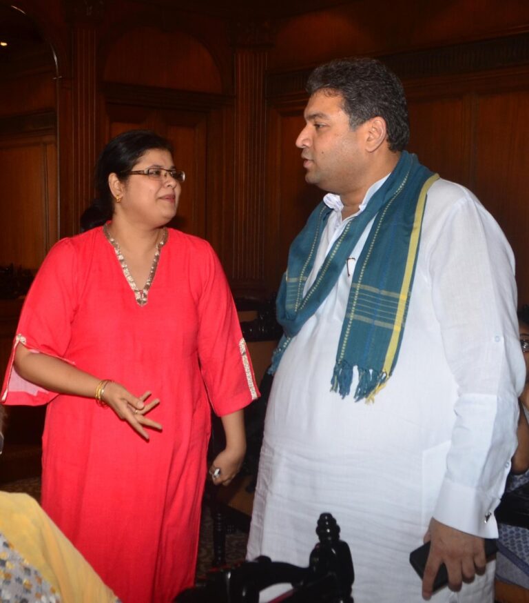 Sundeep Bhutoria with Kangan Bhalla at a session of An Author's Afternoon at the Taj Bengal Kolkata