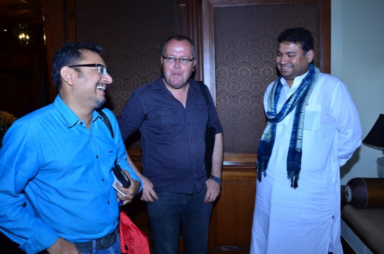 Sundeep Bhutoria with guest author Zac O'Yeah and Debanjan Chakraborty at a session of An Author's Afternoon at the Taj Bengal Kolkata