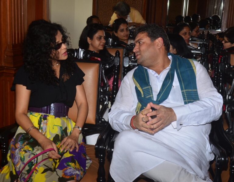 Sundeep Bhutoria with Nandana Dev Sen at a session of An Author's Afternoon at the Taj Bengal Kolkata