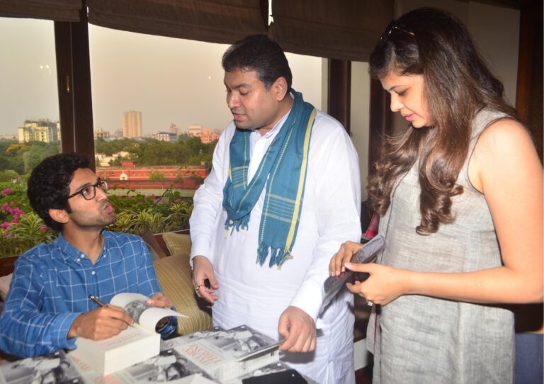 Sundeep Bhutoria with guest author Manu S Pillai at a session of An Author's Afternoon at the Taj Bengal Kolkata