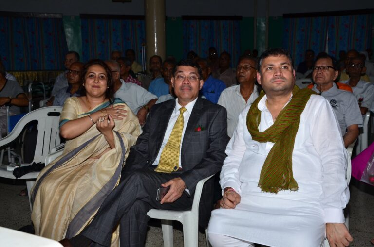 Sundeep Bhutoria with Suparna and Rupak Barua at Pronam event for the elderly at the Sisters of The Poor auditorium in Kolkata