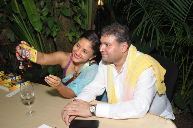 Sundeep Bhutoria with author Anuja Chauhan at the Kalam event in Taj West End Bengaluru