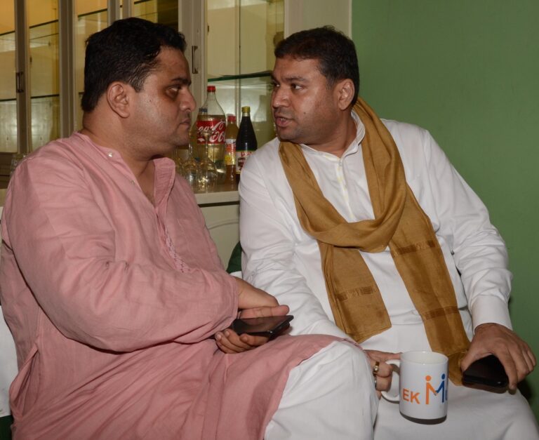 Sundeep Bhutoria with minister Bratya Basu at a session of Ek Mulakat at theTollygunge Club, Kolkata