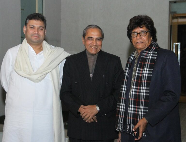 Sundeep Bhutoria with guest author Sheen Kaaf Nizam and Nand Bhardwaj at a session of Kalam Jaipur at the Marriott