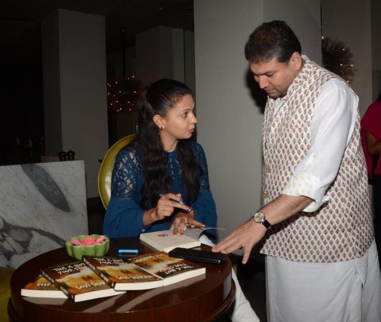 Sundeep Bhutoria with guest author Savi Sharma at a session of An Author's Afternoon at the Taj Bengal Kolkata