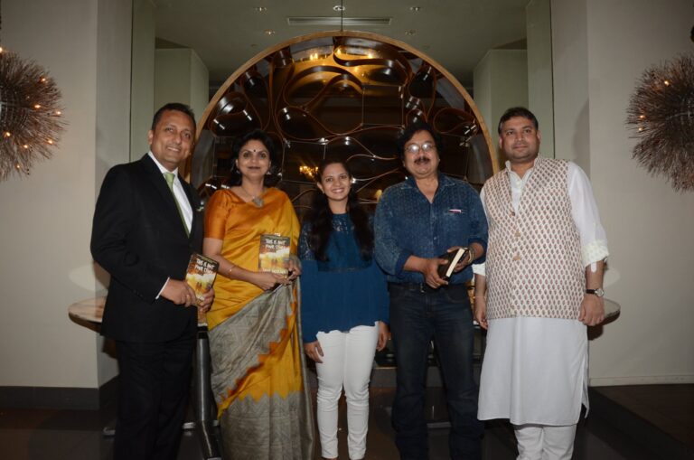 Sundeep Bhutoria with Samrat Datta, Aradhana Pradhan , guest author Savi Sharma and Dr Ajit Pradhan, at a session of An Author's Afternoon at the Taj Bengal Kolkata