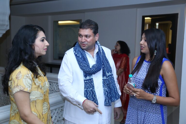 Sundeep Bhutoria with guest author Priyanka Mookerjee and Aakriti Periwal at a session of Write Circle Jaipur at the ITC Rajputana