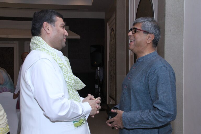 Sundeep Bhutoria with guest speaker Mahesh Dattani at a session of Write Circle Jaipur at the ITC Rajputana