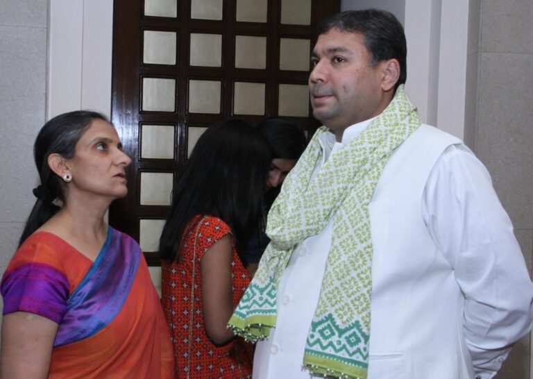 Sundeep Bhutoria with Mita Kapur of Siyahi at a session of Write Circle Jaipur at the ITC Rajputana