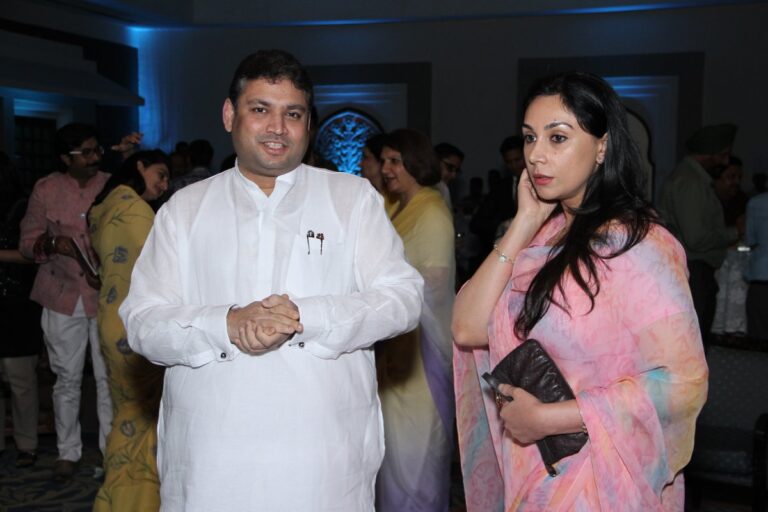 Sundeep Bhutoria with Diya Kumari at the celebration party of The Safari in Jaipur