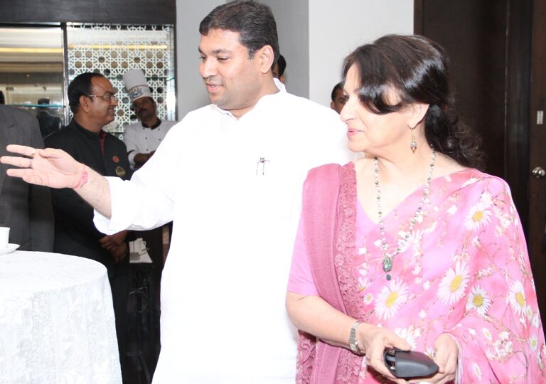 Sundeep Bhutoria with Sharmila Tagore at a session of Ek Mulakat in Jaipur