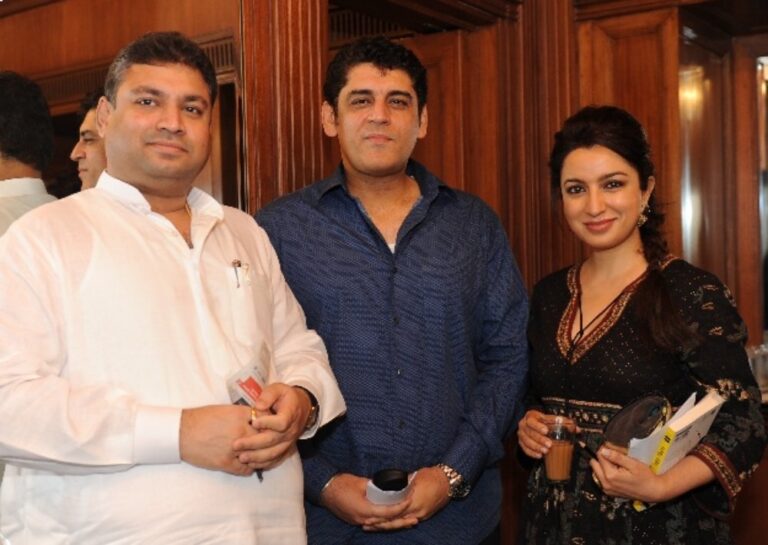 Sundeep Bhutoria with Sanjay and Tisca Chopra at a session of An Author's afternoon at The Taj Bengal, Kolkata