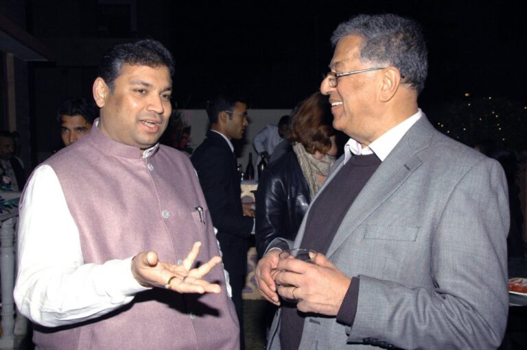 Sundeep Bhutoria with Girish Karnad at the dinner party in his home in Jaipur