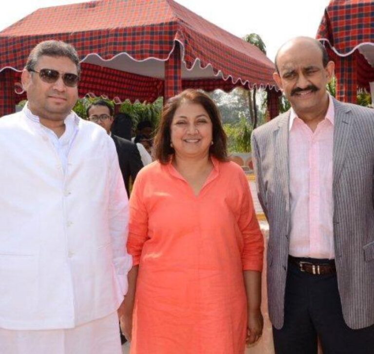 Sundeep Bhutoria with Karen Anand and Taj Bengal General Manager K Mohanchandran at the Taj Bengal Terrace Kolkata