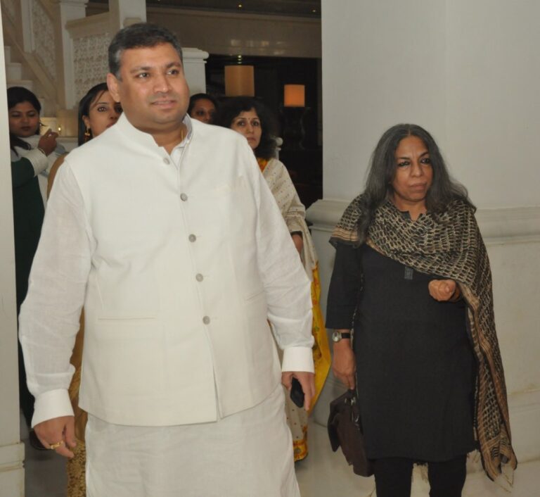 Sundeep Bhutoria with Urvashi Butalia at the First Rani Laxmi Kumari Chundawat Memorial Lecture