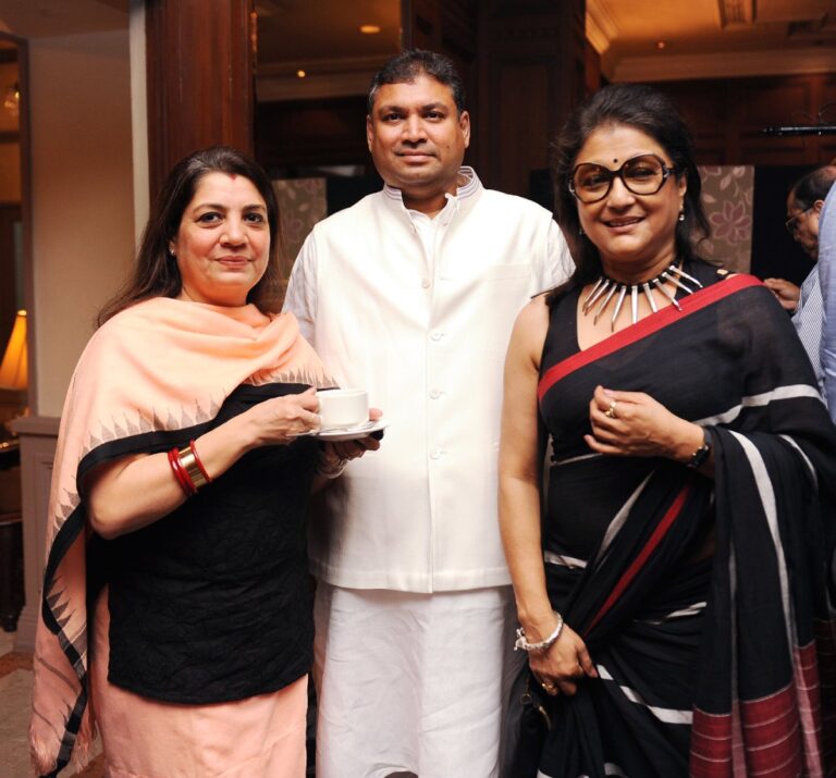 Sundeep Bhutoria with danseuse Priti Patel and actress-director Aparna Sen at the launch of Kalyan Ray's book No Country