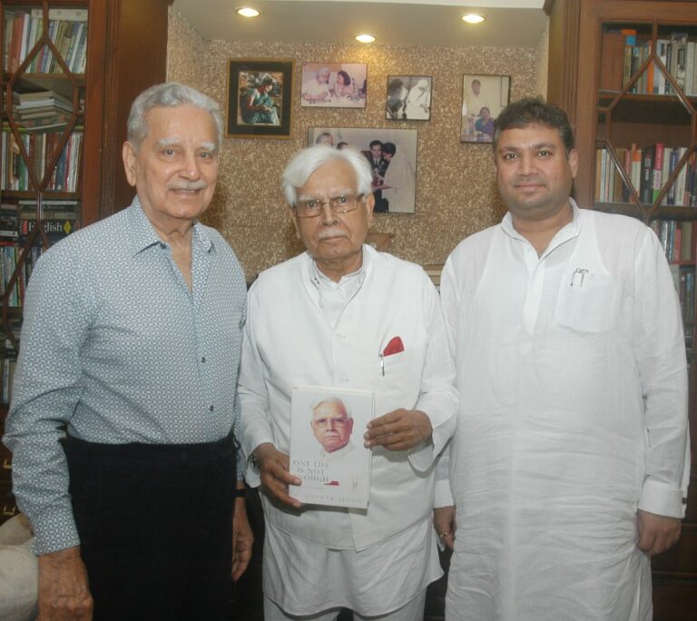 Sundeep Bhutoria with former tennis player Naresh Kumar and politician author Natwar Singh at a brunch in his residence in Kolkata