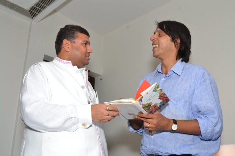 Sundeep Bhutoria with guest author Indrajit Hazra at a session of Write Circle at the ITC Rajputana in Jaipur