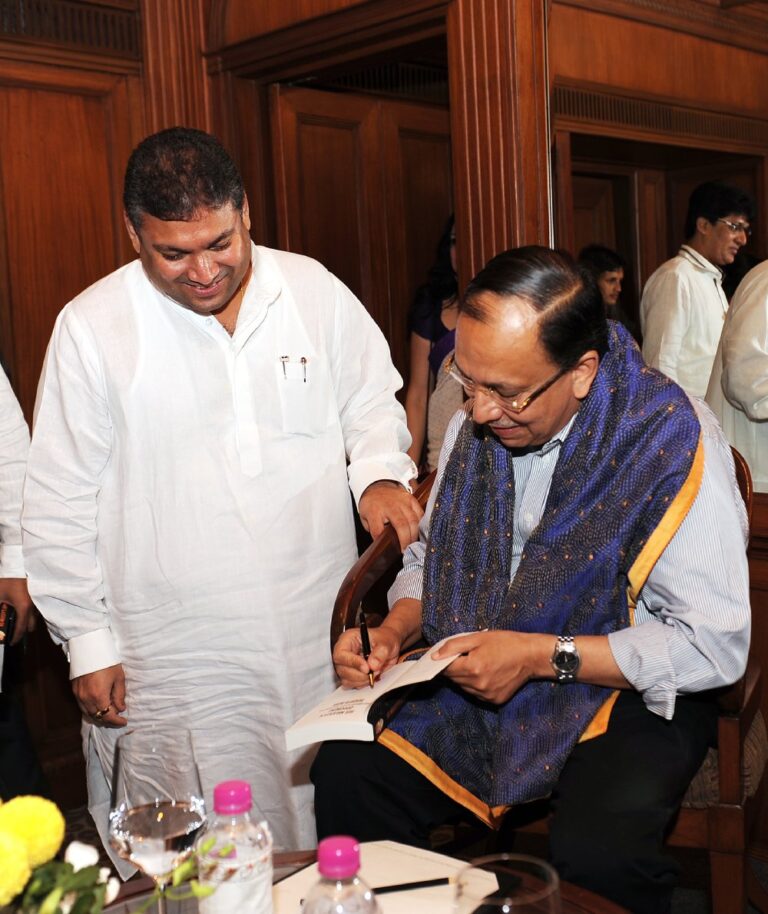 Sundeep Bhutoria with guest author Sugata Bose at a session of An Author's Afternoon at The Taj Bengal, Kolkata