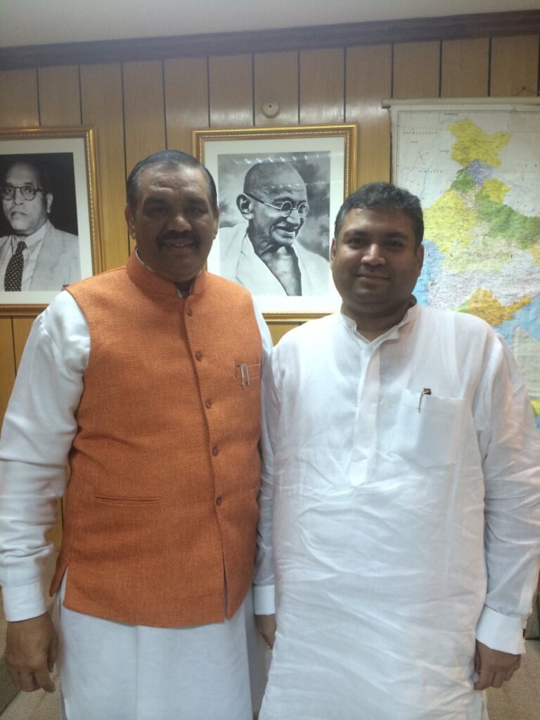 Sundeep Bhutoria with Vijay Sampla, Union Minister of State for Social Justice and Empowerment