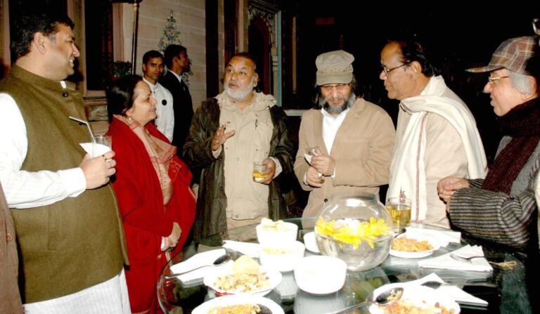 Sundeep Bhutoria with Prerna Srimali, Ankit Patel, Surendra Pal Joshi, Ikram Rajasthani and others at a party at his Jaipur home