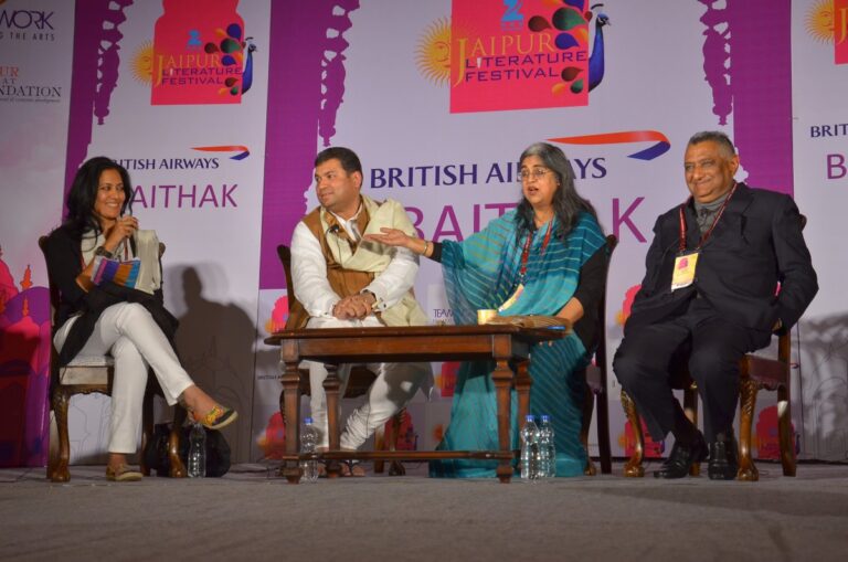 Sundeep Bhutoria with Chhavi Rajawat, Rima Hooja and K C Maloo at a session of Jaipur Literature Festival