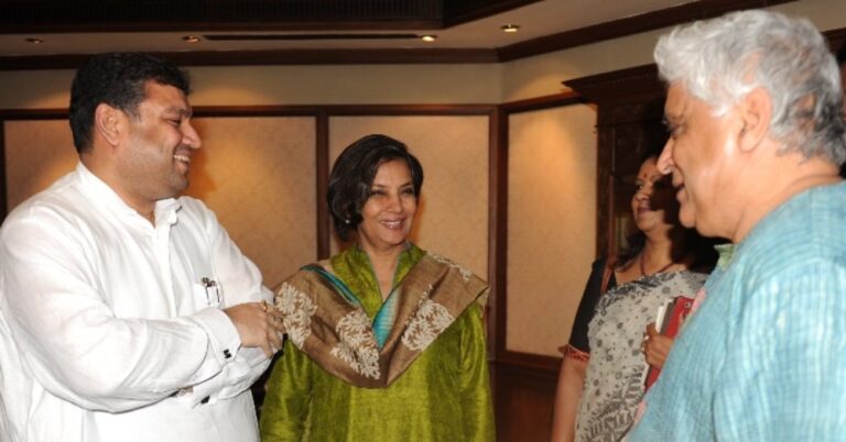 Sundeep Bhutoria with Shabana Azmi and guest author Javed Akhtar at a session of An Author's Afternoon at The Taj Bengal, Kolkata