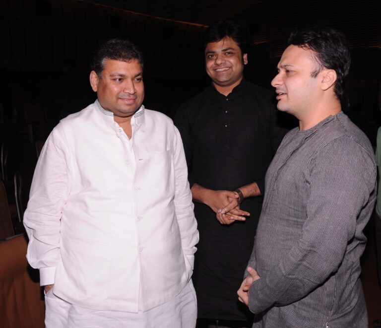 Sundeep Bhutoria with Sourendro and Shoumyojit at the screening of Shuv and Me at Nandan, Kolkata