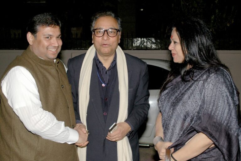 Sundeep Bhutoria with Jawhar Sircar and Ina Puri at a party hosted at his Jaipur residence