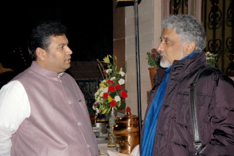 Sundeep Bhutoria with Kunal Basu at the dinner party in his Jaipur residence