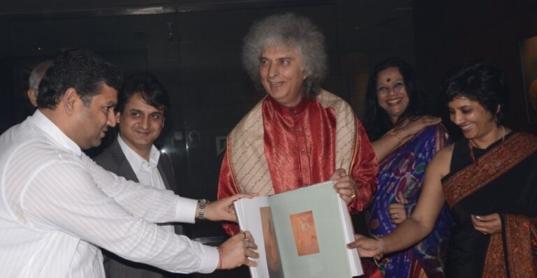 Sundeep Bhutoria with Pt Shiv Kr Sharma, Ashish Anand, Ina Puri and Paula at the formal unveilin of the book Art of Bengal at the ITC Sonar Art Gallery