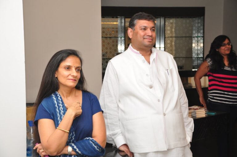 Sundeep Bhutoria with Mita Kapur of Siyahi at a session of Write Circle at the ITC Rajputana in Jaipur