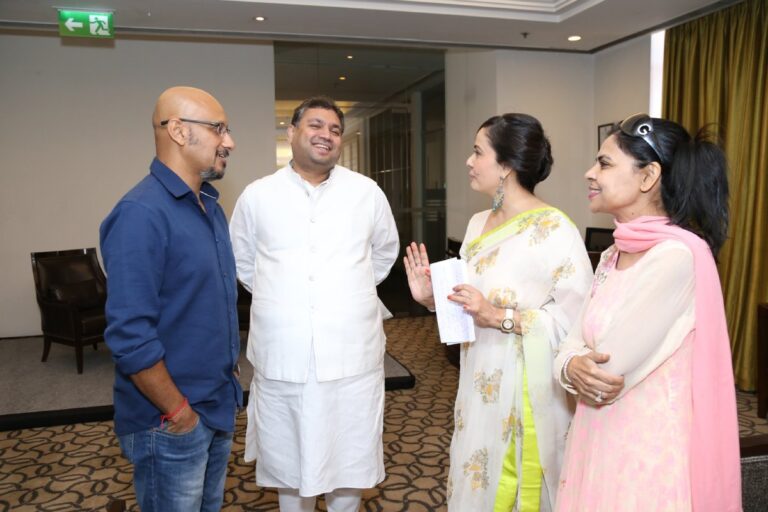 Sundeep Bhutoria with Shantanu Moitra, Manesha Agarwal and Jayshree Periwal at a session of Ek Mulakat in Jaipur