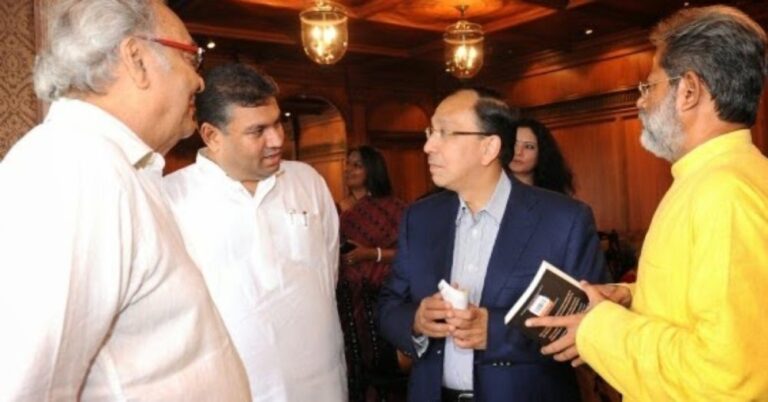 Sundeep Bhutoria with Soumitra Chatterjee at a session of An Author's Afternoon at The Taj Bengal, Kolkata