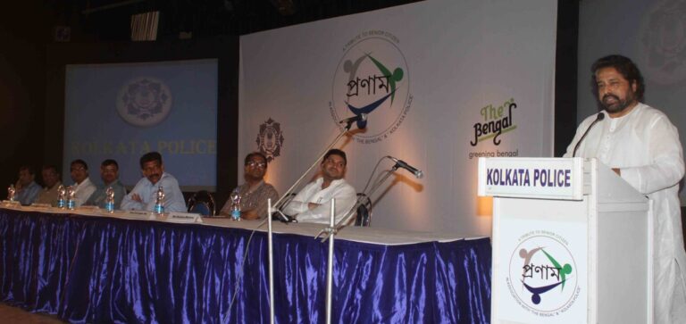 Sundeep Bhutoria with Sudeep Bandhopadhyay, MP, Police Commissioner Surajit Kar Purkayasta, Sadhan Pandey and others at a Pronam event in Kolkata