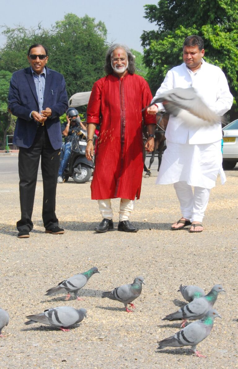 Sundeep Bhutoria with Vishwamohan Bhatt and Sudhir Mathur in Jaipur