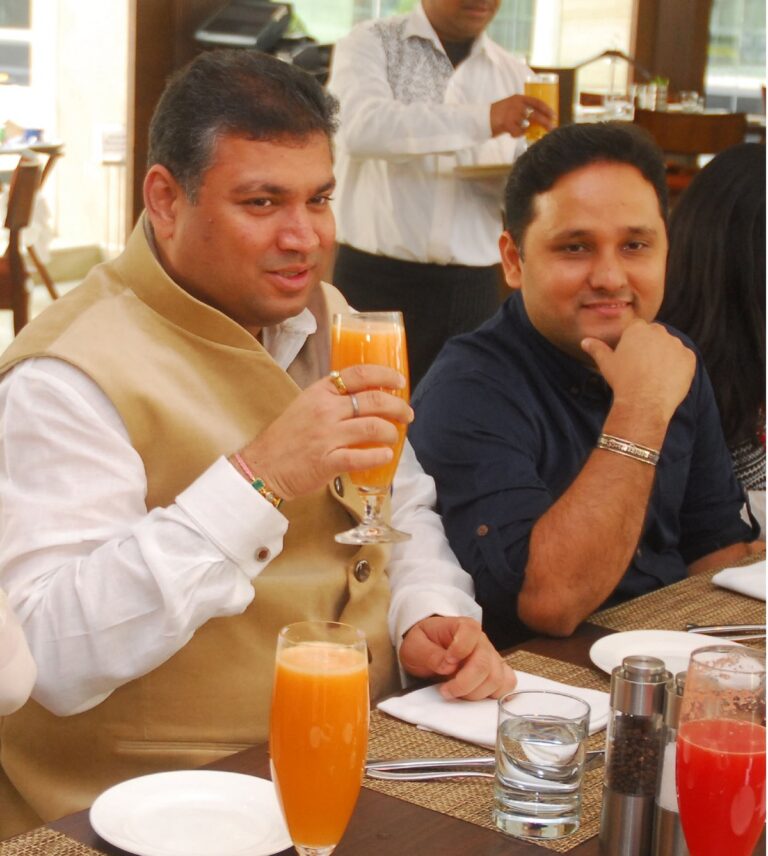 Sundeep Bhutoria with author Amish Tripathy at a luncheon meet