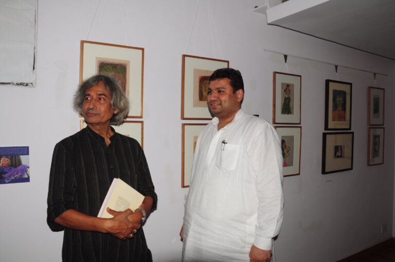 Sundeep Bhutoria with renowned artist Jogen Chowdhury at The Forms Within Exhibition of Soumitra Chatterjee at the ICCR Kolkata