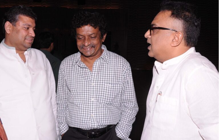 Sundeep Bhutoria with Goutan Ghose and Arindam Sil at the screening of Shuv and Me at Nandan, Kolkata