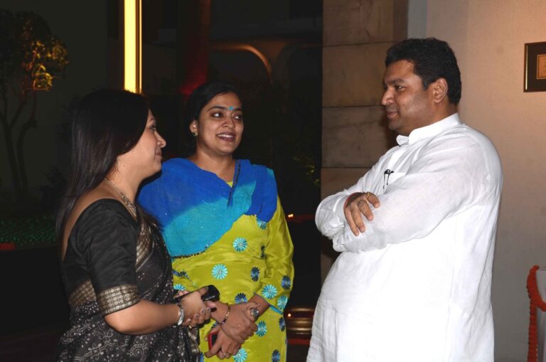 Sundeep Bhutoria with Indrani and Malabika at a dinner at the ITC Sonar poolside